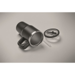 Bicchiere termico in acciaio inox riciclato con coperchio e cannuccia 500ml color nero quinta vista fotografica