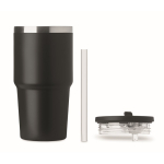 Bicchiere termico in acciaio inox riciclato con coperchio e cannuccia 500ml color nero settima vista