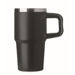 Bicchiere termico in acciaio inox riciclato con coperchio e cannuccia 500ml color nero ottava vista