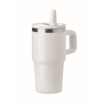 Bicchiere termico in acciaio inox riciclato con coperchio e cannuccia 500ml color bianco