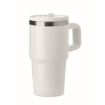 Bicchiere termico in acciaio inox riciclato con coperchio e cannuccia 500ml color bianco seconda vista