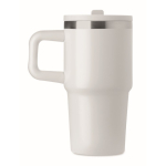 Bicchiere termico in acciaio inox riciclato con coperchio e cannuccia 500ml color bianco sesta vista