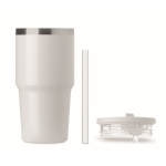 Bicchiere termico in acciaio inox riciclato con coperchio e cannuccia 500ml color bianco settima vista