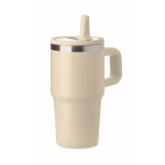 Bicchiere termico in acciaio inox riciclato con coperchio e cannuccia 500ml color beige