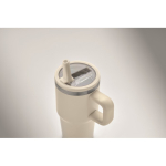 Bicchiere termico in acciaio inox riciclato con coperchio e cannuccia 500ml color beige quarta vista fotografica