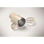 Bicchiere termico in acciaio inox riciclato con coperchio e cannuccia 500ml color beige quinta vista fotografica