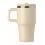 Bicchiere termico in acciaio inox riciclato con coperchio e cannuccia 500ml color beige sesta vista