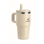 Bicchiere termico in acciaio inox riciclato con coperchio e cannuccia 500ml color beige vista principale