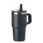 Bicchiere termico in acciaio inox riciclato con coperchio e cannuccia 500ml color blu mare