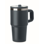 Bicchiere termico in acciaio inox riciclato con coperchio e cannuccia 500ml color blu mare seconda vista