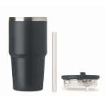Bicchiere termico in acciaio inox riciclato con coperchio e cannuccia 500ml color blu mare settima vista