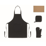 Set da cucina in cotone riciclato con cuciture trapuntate 180 g/m² color nero quarta vista