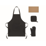Set da cucina in cotone riciclato con cuciture trapuntate 180 g/m² color nero quinta vista
