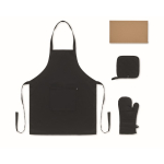 Set da cucina in cotone riciclato con cuciture trapuntate 180 g/m² color nero sesta vista