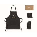Set da cucina in cotone riciclato con cuciture trapuntate 180 g/m² color nero seconda vista principale