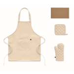 Set da cucina in cotone riciclato con cuciture trapuntate 180 g/m² color beige