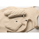 Set da cucina in cotone riciclato con cuciture trapuntate 180 g/m² color beige seconda vista fotografica