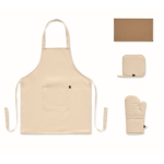 Set da cucina in cotone riciclato con cuciture trapuntate 180 g/m² color beige quarta vista