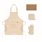 Set da cucina in cotone riciclato con cuciture trapuntate 180 g/m² color beige quinta vista