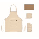 Set da cucina in cotone riciclato con cuciture trapuntate 180 g/m² color beige sesta vista