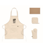 Set da cucina in cotone riciclato con cuciture trapuntate 180 g/m² color beige vista area di stampa