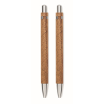Set di scrittura in legno con penna a inchiostro blu e portamine color legno ottava vista