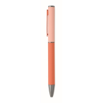 Penna in alluminio riciclato con meccanismo a rotazione e finitura gommata color arancione quinta vista
