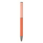 Penna in alluminio riciclato con meccanismo a rotazione e finitura gommata color arancione sesta vista