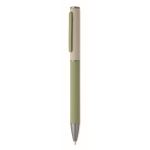 Penna in alluminio riciclato con meccanismo a rotazione e finitura gommata color verde menta