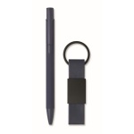 Set regalo con penna in alluminio riciclato e portachiavi in PU color blu seconda vista