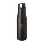 Bottiglia termica in acciaio inox riciclato con manico e tappo facile 500 ml color nero vista principale