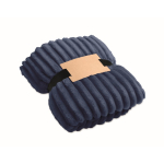 Coperta in pile a righe con nastro e cartoncino kraft 450 g/m² color blu