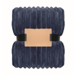 Coperta in pile a righe con nastro e cartoncino kraft 450 g/m² color blu seconda vista