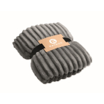 Coperta in pile a righe con nastro e cartoncino kraft 450 g/m² color grigio scuro vista principale