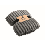 Coperta in pile a righe con nastro e cartoncino kraft 450 g/m² color grigio scuro seconda vista principale