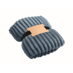 Coperta in pile a righe con nastro e cartoncino kraft 450 g/m² color nero opaco