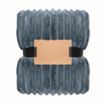 Coperta in pile a righe con nastro e cartoncino kraft 450 g/m² color nero opaco seconda vista