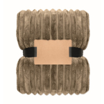 Coperta in pile a righe con nastro e cartoncino kraft 450 g/m² color cachi seconda vista