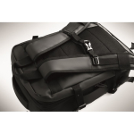 Zaino espandibile in RPET 600D con scomparti e fascia per trolley 20L color nero vista fotografia