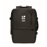 Zaino espandibile in RPET 600D con scomparti e fascia per trolley 20L color nero vista area di stampa