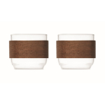 Set da 2 tazze da caffè in vetro con fascia in legno di noce 120 ml color legno quinta vista