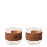 Set da 2 tazze da caffè in vetro con fascia in legno di noce 120 ml color legno vista area di stampa
