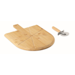 Tagliere per pizza in bambù con tagliapizza in acciaio inox incluso color legno