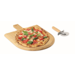 Tagliere per pizza in bambù con tagliapizza in acciaio inox incluso color legno seconda vista