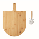Tagliere per pizza in bambù con tagliapizza in acciaio inox incluso color legno settima vista