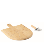Tagliere per pizza in bambù con tagliapizza in acciaio inox incluso color legno vista area di stampa