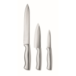Set di 3 coltelli da cucina in acciaio inox per l’uso quotidiano color argento