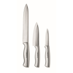 Set di 3 coltelli da cucina in acciaio inox per l’uso quotidiano color argento vista principale