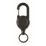 Portabadge in plastica resistente con moschettone e cavo da 60 cm color nero