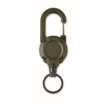 Portabadge in plastica resistente con moschettone e cavo da 60 cm color verde militare seconda vista